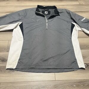 Vtg‎ FJ Dryjoys Pullover Mens Black White Qtr Zip Short Sleeve Zip Pockets